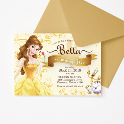 Beauty and the Beast Belle Birthday Invitation