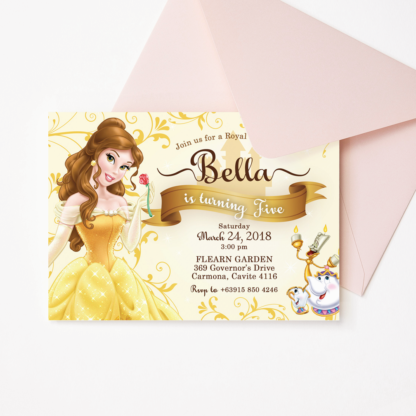 Beauty and the Beast Belle Birthday Invitation
