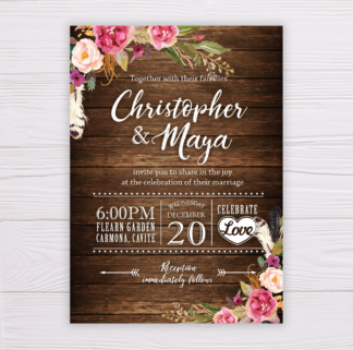 Rustic Bohemian Wedding Invitation