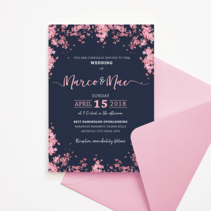 Wedding Invitation - Pink Cherry Blossom