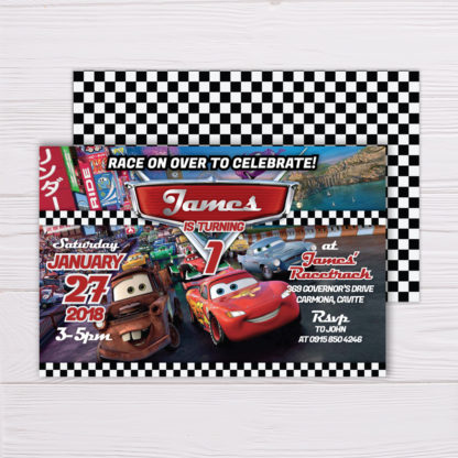 Disney Pixar's Lightning McQueen Cars Invitation