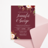 Maroon Wedding Invitation - Floral/Marsala Flowers