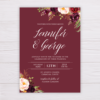 Maroon Wedding Invitation - Floral/Marsala Flowers