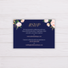 Navy Blue & Blush Flowers Wedding Invitation - RSVP