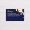 Navy Blue & Blush Flowers Wedding Invitation - Thank You Card