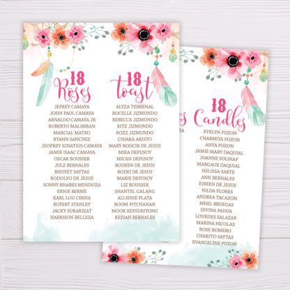 Pink & Green Bohemian Debut Invitation