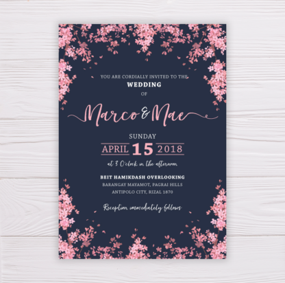 Wedding Invitation - Pink Cherry Blossom
