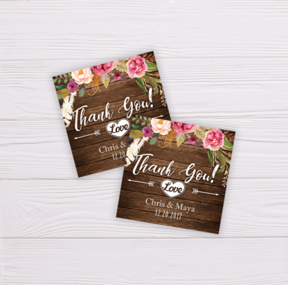 Rustic Bohemian Wedding Invitation - Thank You Card/Favor Tag
