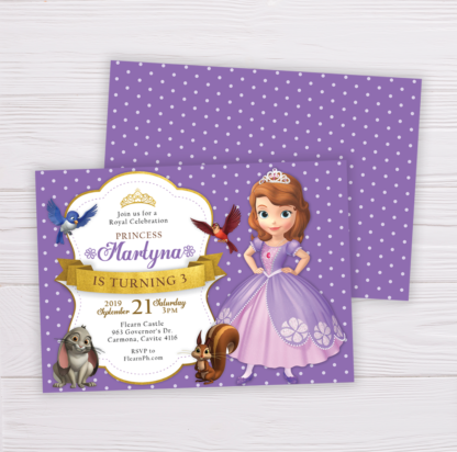 Sofia the First Invitation with Back Side