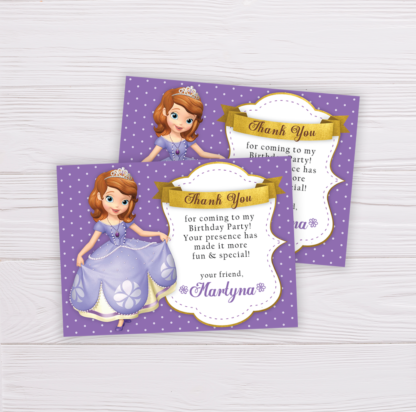 Sofia the First Thank You Card