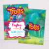 Trolls Invitation for Girls with Back Side