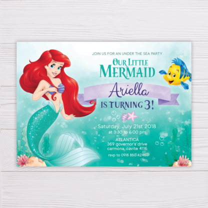 Princess Ariel Little Mermaid Invitation