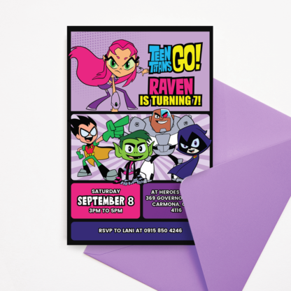 Teen Titans Go! Birthday Invitation for Girls