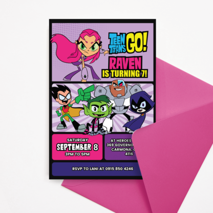 Teen Titans Go! Birthday Invitation for Girls