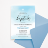 Christening/Baptism Invitation Template with Blue Watercolor