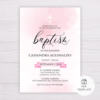 Pink Watercolor Baptism Invitation Template