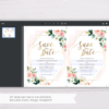 Blush Flowers and Gold Frame Save the Date Template