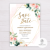 Blush Flowers and Gold Frame Save the Date Template