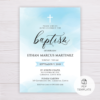 Christening/Baptism Invitation Template with Blue Watercolor