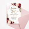 Marsala Flowers and Gold Frame Save the Date Template