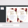 Marsala Flowers and Gold Frame Save the Date Template