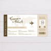 Boarding Pass Wedding Invitation - Brown