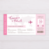 Boarding Pass Wedding Invitation - Pink