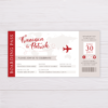 Boarding Pass Wedding Invitation - Red
