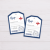 Boarding Pass Invitation RSVP Tag - Blue & Red