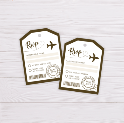 Boarding Pass Invitation RSVP Tag - Brown
