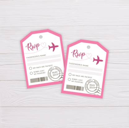 Boarding Pass Invitation RSVP Tag - Pink