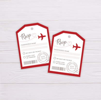 Boarding Pass Invitation RSVP Tag - Red