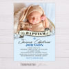 Blue Baptism Invitation with Photo