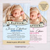 Blue & Pink Baptism Invitation with Photo