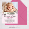 Pink Baptism Invitation with Photo