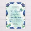 Blue Floral Birthday Invitation
