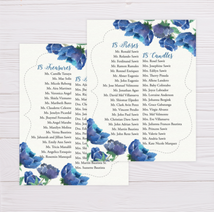 Blue Floral Debut Invitation