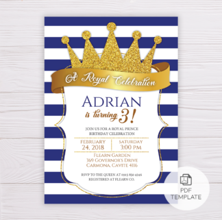 Prince Birthday Invitation Template