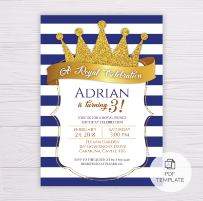 Prince Birthday Invitation Template