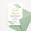 Bridal Shower Invitation - Green Leaves & Gold Frame