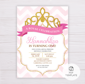 Pink Princess Royal Invitation Template