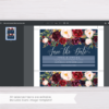 Navy Blue and Maroon Marsala Flowers Save The Date Template