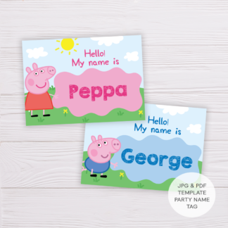 Peppa Pig Birthday Party Name Tag Template