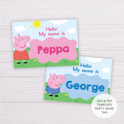 Peppa Pig Birthday Party Name Tag Template