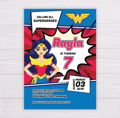 Wonder Woman Birthday Invitation