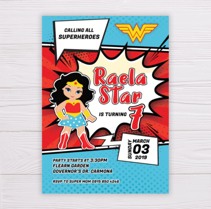 Wonder Woman Birthday Invitation