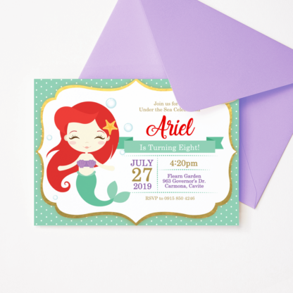 Baby Little Mermaid Birthday Invitation Template