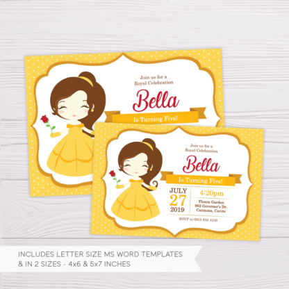 Belle Beauty and the Beast Invitation Template