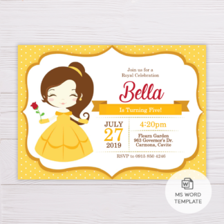 Belle Beauty and the Beast Invitation Template