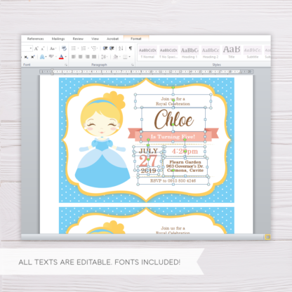 Cinderella Invitation Template in MS Word